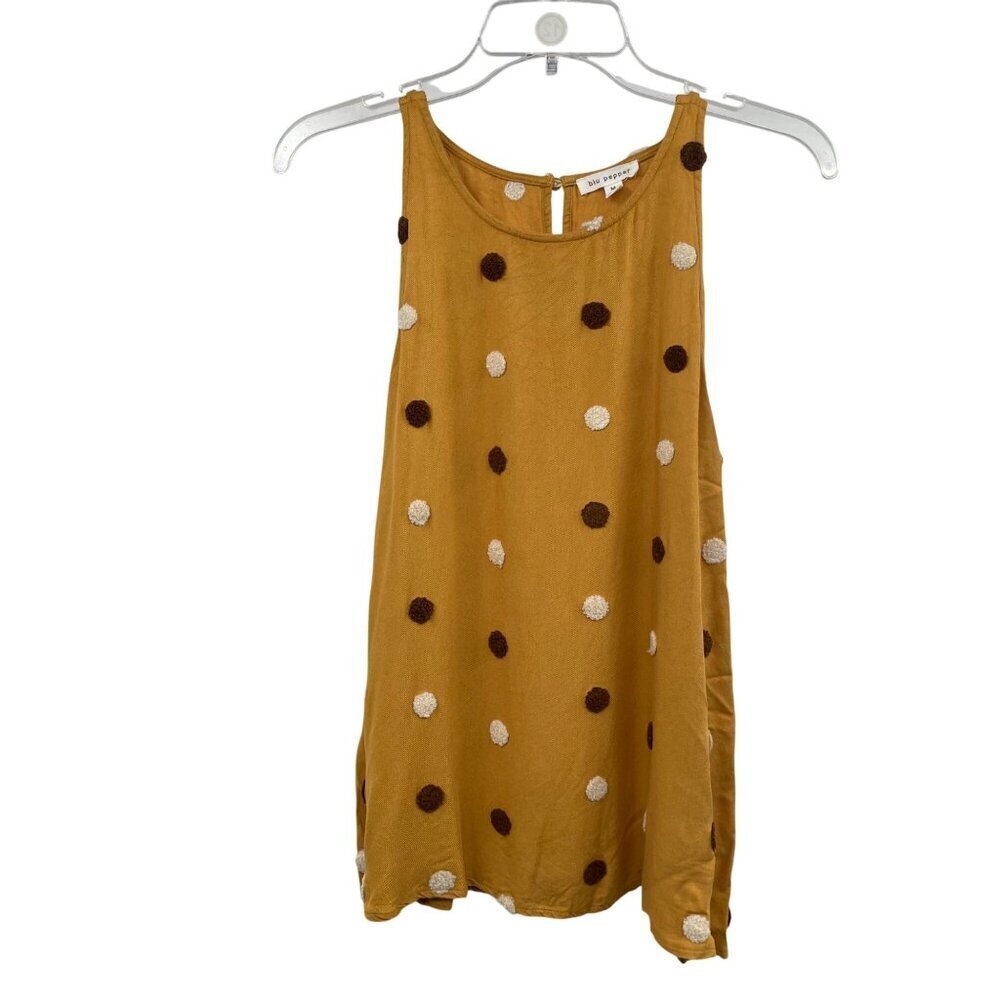 Blu Pepper Womens Polka Dot Tank Top Textured Multicolor Size Medium